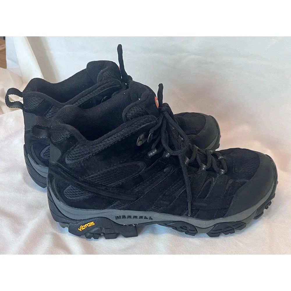 Merrell Moab 3 Mid Hiking Boots Mens 10.5W Black Gorpcore Outdoor Trail Shoes
